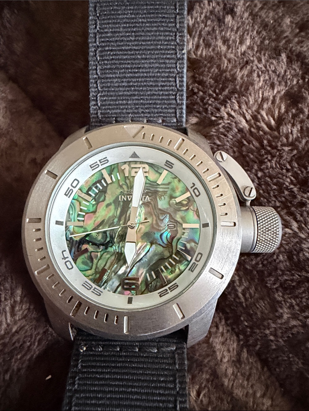 Invicta Silver Case Watch with Iridescent Abalone Dial